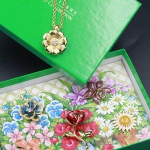 JOAN RIVERS MAGNIFICENT INTERCHANGEABLE FLOWER ENAMEL NECKLACE